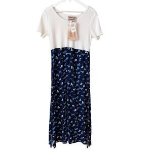 Vintage Studio Ease Maxi Dress Size 6 Navy 1990s Deadstock Prairie Cottage USA